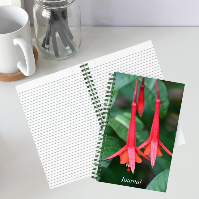 Carnet Fleurs de Fuchsia Rouges Élancées Florales (In Situ)