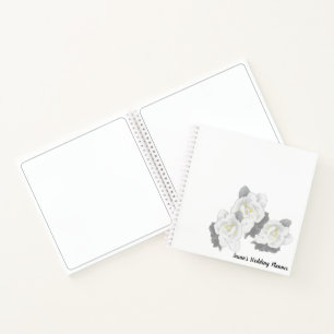 Carnet Fleurs de Gardenia blanches sur blanc