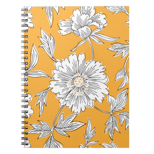 Carnet Fleurs de jardin abstraites dessinées à la main. D (Devant)
