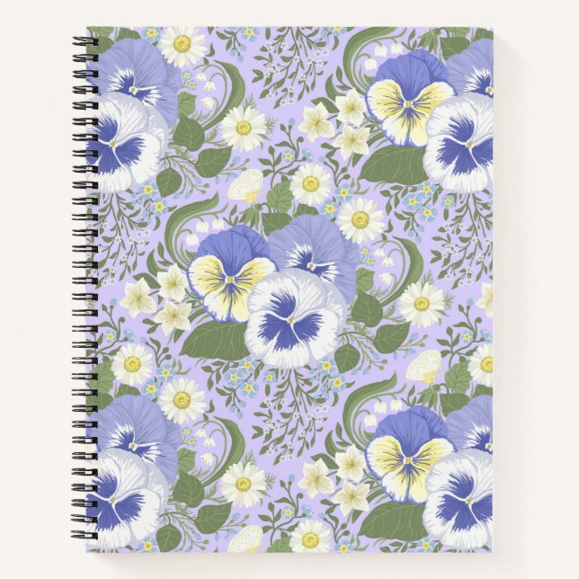 Carnet Fleurs de jardin printanier sur lavande (Devant)