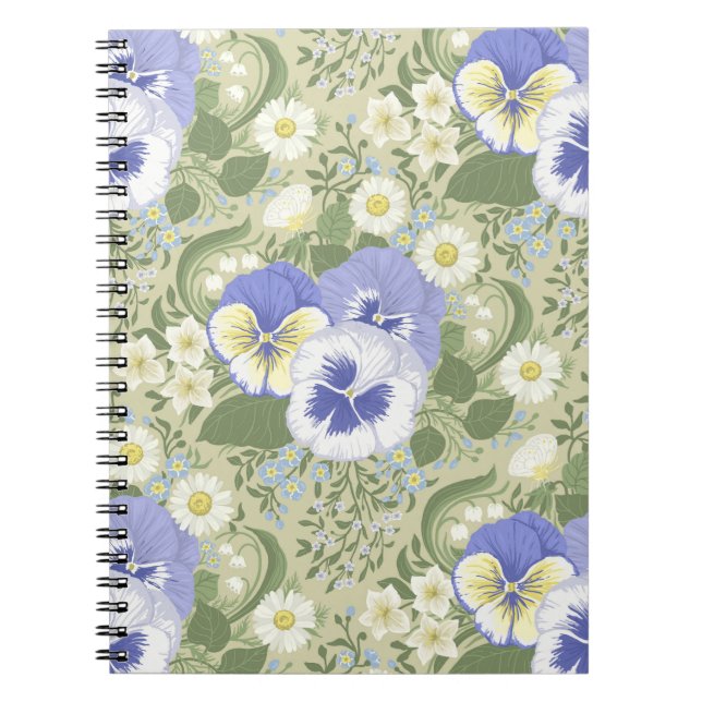Carnet Fleurs de jardin printanier sur sauge (Devant)