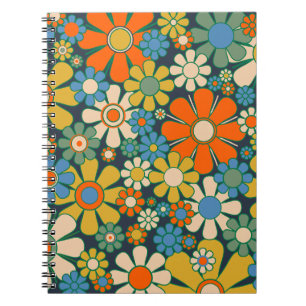 Carnet Fleurs de Jardin Rétro 60s les années 70 motif Flo