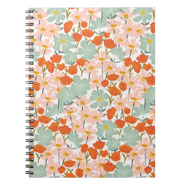 Carnet Fleurs de jardin : rose, orange sans soudure (Devant)