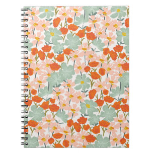 Carnet Fleurs de jardin : rose, orange sans soudure
