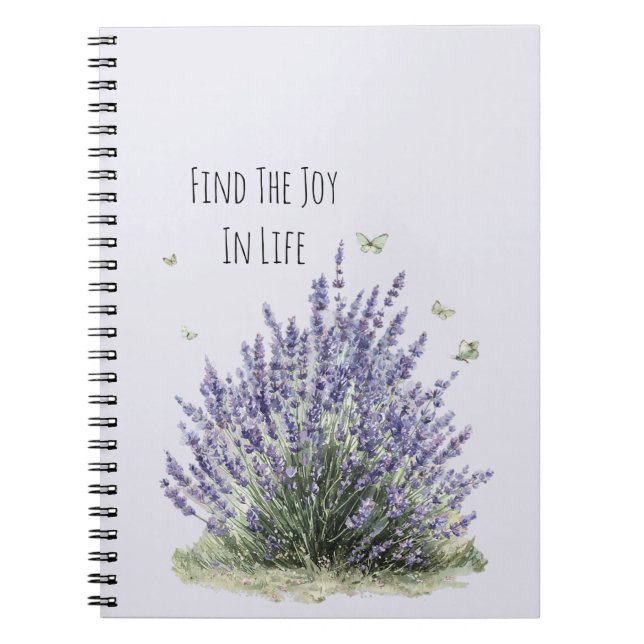 Carnet Fleurs de Lavande Violette Menthe Papillons Joie (Devant)