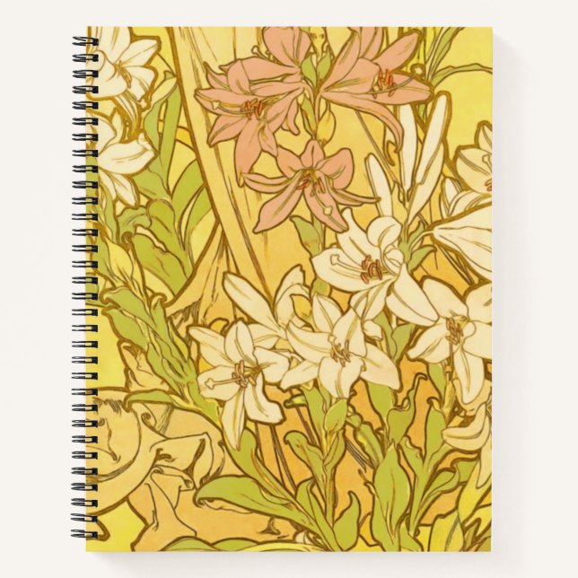 Carnet fleurs de lys Art nouveau d'Alphonse Mucha (Devant)
