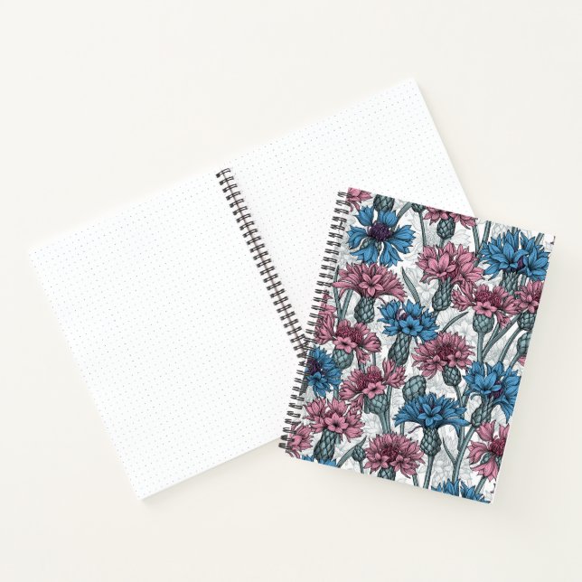 Carnet Fleurs de maïs roses et bleues, fleurs sauvages su (Intérieur)