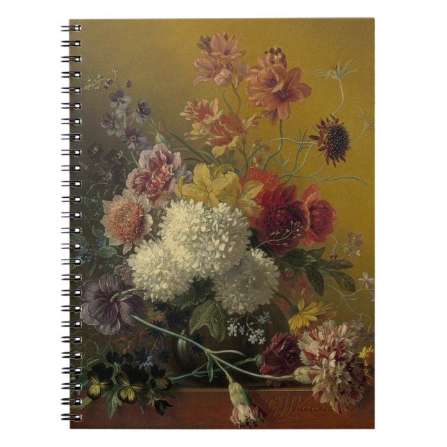 Carnet Fleurs de maître hollandais antique Georgius van O (Devant)
