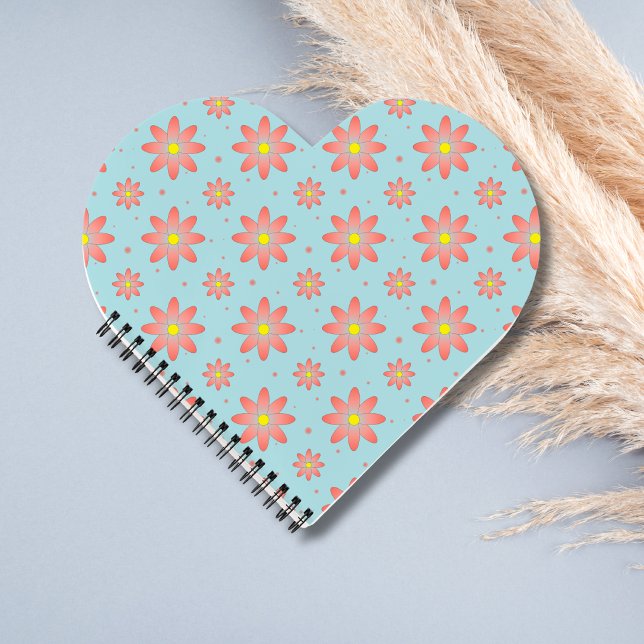 Carnet Fleurs de marguerite délicates rose corail et bleu (Créateur téléchargé)