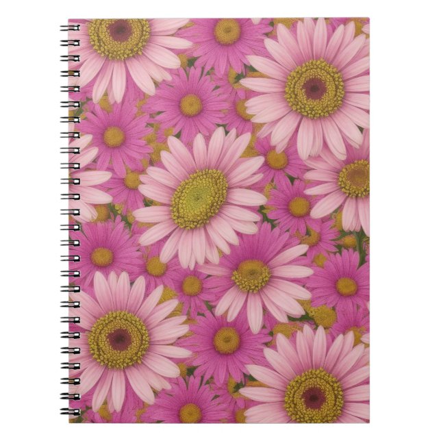 Carnet Fleurs de marguerite rose (Devant)