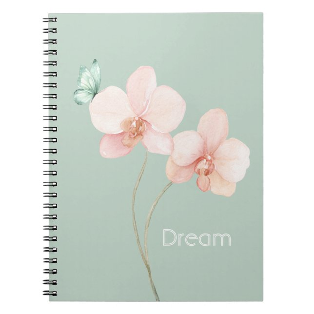 Carnet Fleurs de Orchidée Rose Papillon de Menthe Rêve (Devant)