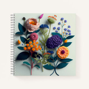 Carnet Fleurs de papier coupé coloré