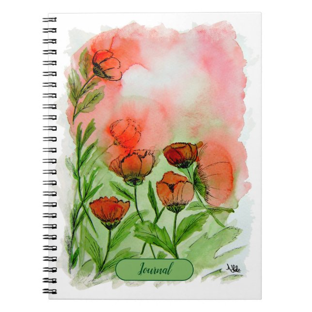 Carnet fleurs de pavot Aquarell - (Devant)