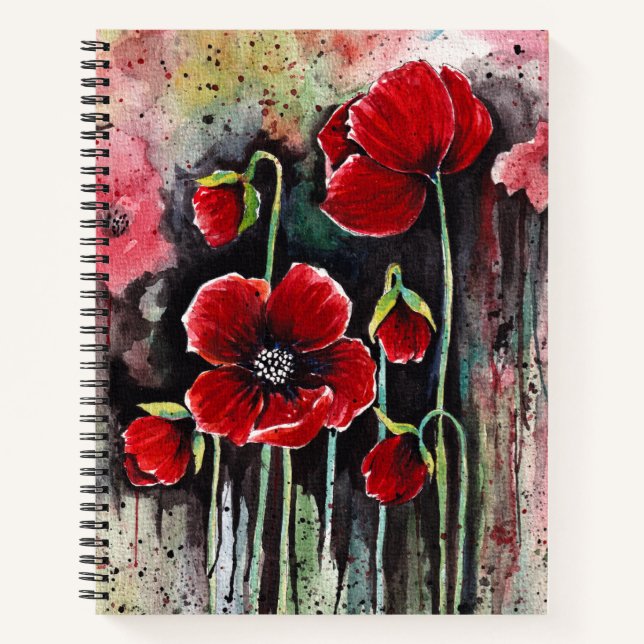 Carnet Fleurs De Pavot En Aquarelle (Devant)