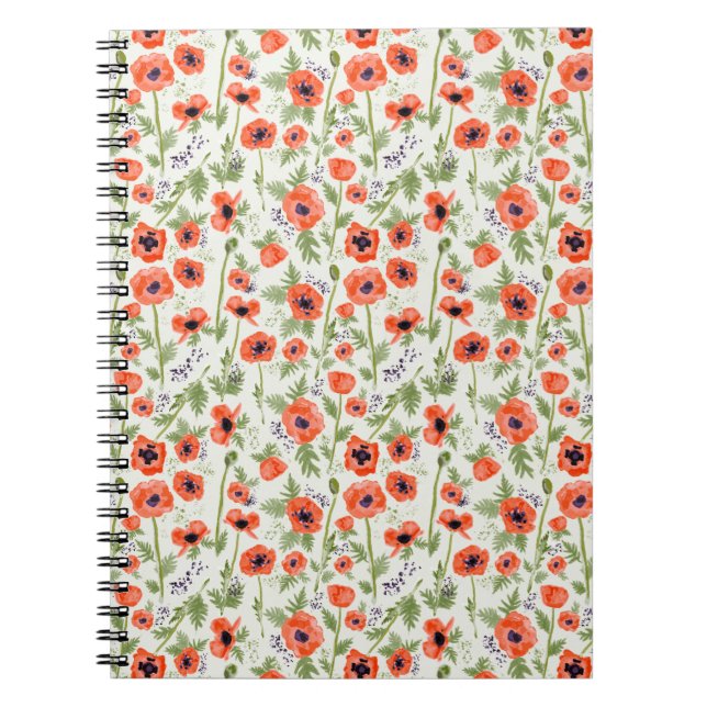 Carnet Fleurs de pavot orange (Devant)