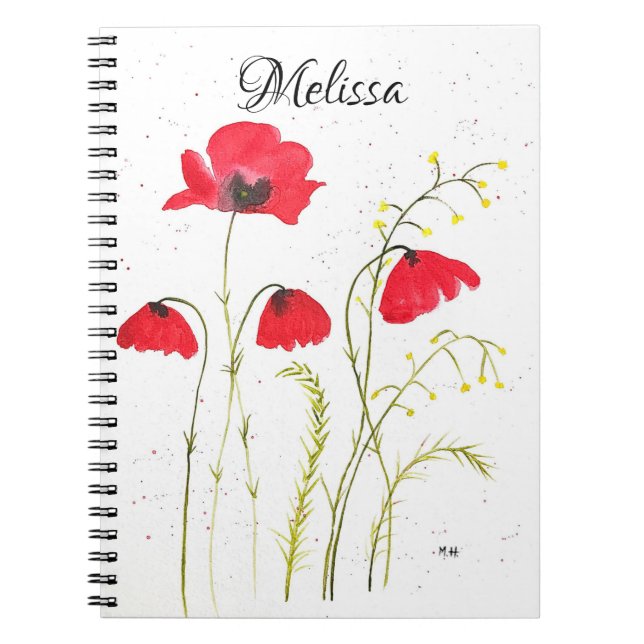 Carnet Fleurs de pavot roux Fleur sauvage floral (Devant)