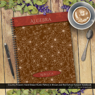 Carnet Fleurs de pays Brown Red School Nom du sujet