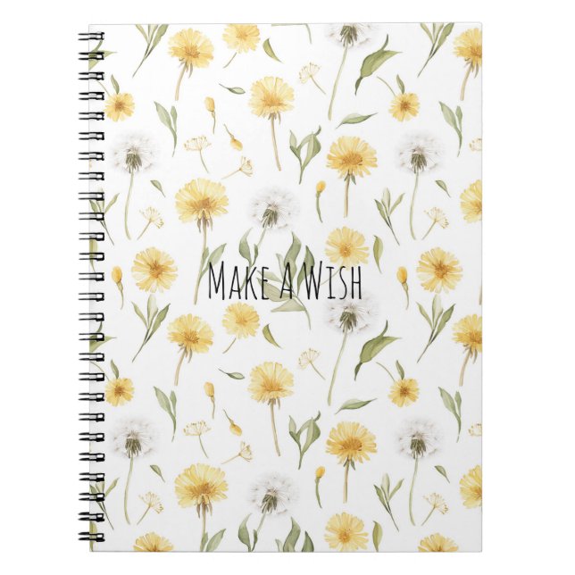 Carnet Fleurs de pissenlits jaunes blancs (Devant)