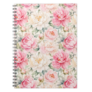 Carnet Fleurs de pivoine à l'aquarelle pastel doux