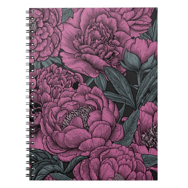 Carnet Fleurs de pivoines violettes (Devant)