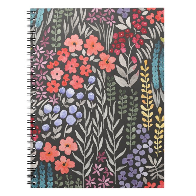Carnet Fleurs de Prairie : Floral Sans Fin Aquarelle (Devant)