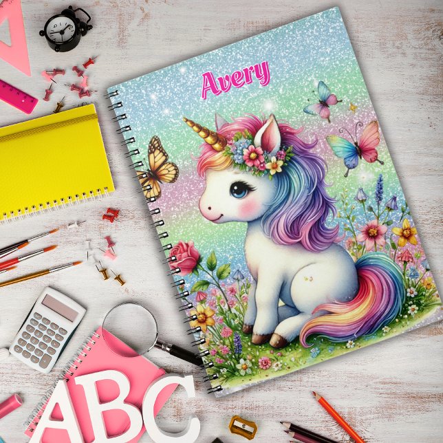 Carnet Fleurs de pré licorne pailletée  (Créateur téléchargé)