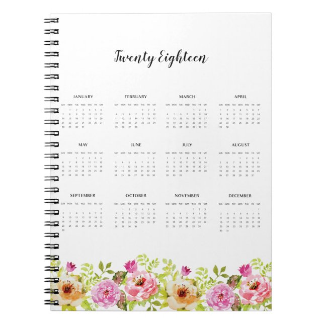 Carnet Fleurs de printemps 2018 du calendrier (Devant)