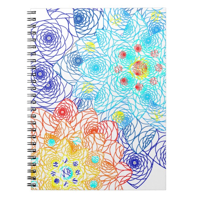 Carnet Fleurs de printemps bleues et rouges (Devant)