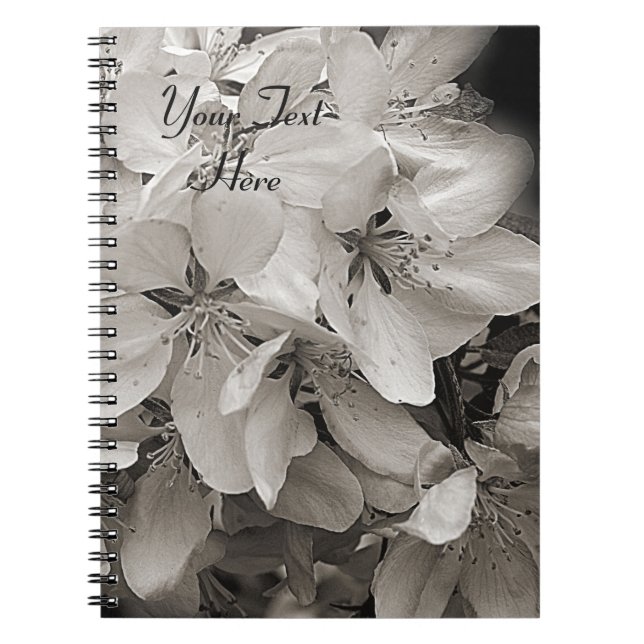 Carnet Fleurs De Printemps En Noir Et Blanc (Devant)
