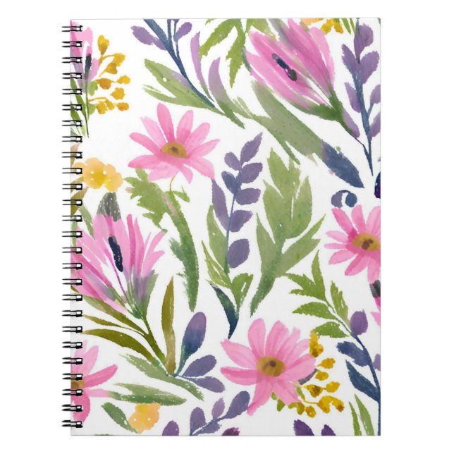 Carnet Fleurs de printemps | Jolie aquarelle florale Past (Devant)