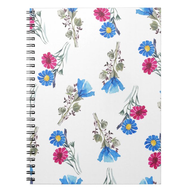 Carnet Fleurs de printemps rose Aquarelle Botanique (Devant)