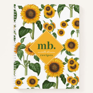 Carnet Fleurs de soleil Botanique Feuillage Monogramme Re