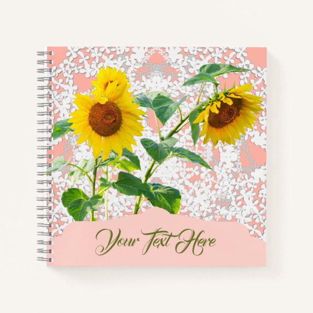Carnet Fleurs de soleil douces personnalisées (Devant)