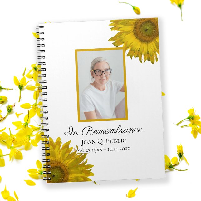 Carnet Fleurs de soleil jaunes Fête de la vie funéraire (Créateur téléchargé)