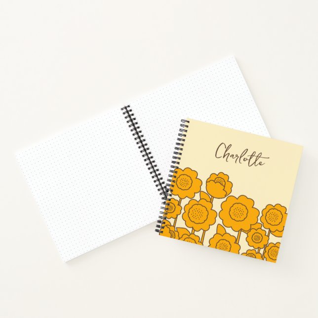 Carnet Fleurs de soleil jaunes Nom personnalisable (Intérieur)