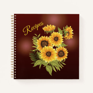 Carnet Fleurs de soleil jaunes Recettes d'été Brown rusti