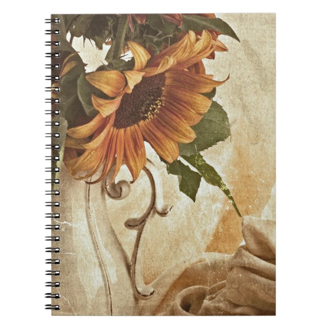Carnet Fleurs de soleil orange rouillées (Devant)