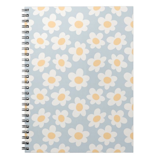 Carnet Fleurs de style rétro sur arrière - plan bleu (Devant)
