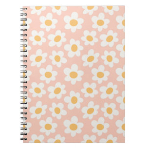 Carnet Fleurs de style rétro sur arrière - plan rose