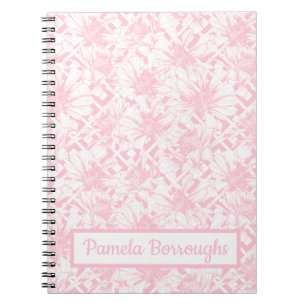 Carnet Fleurs de style shabby chic rose botanique vintage