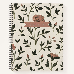 Carnet Fleurs de style vintage élégantes et neutres perso