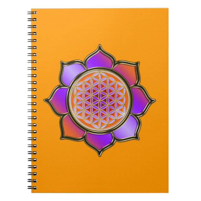 Carnet FLEURS DE VIE - LOTUS violet orange (Devant)