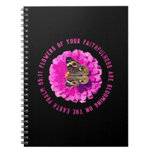 Carnet Fleurs de votre fidélité Fleur rose sur noir