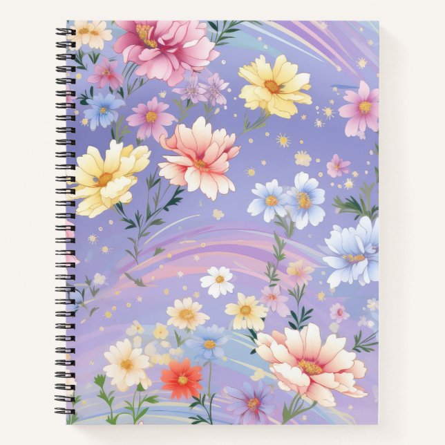 CARNET FLEURS D'EAU ROSE JOLIMENT BLEU JAUNE (Devant)