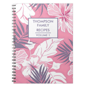 Carnet Fleurs d'hibiscus roses Recette personnalisée