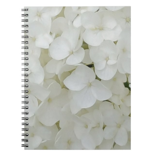 Carnet Fleurs d'Hydrangée Floral Blanc Élégant Fleur (Devant)