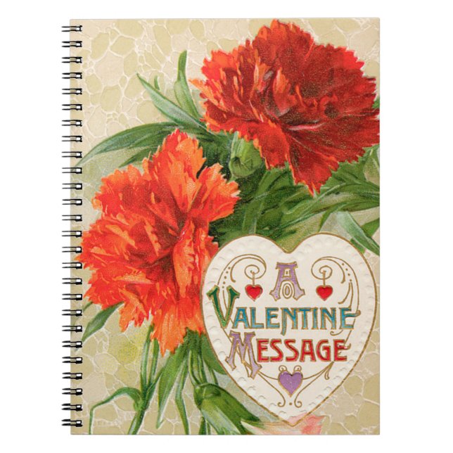 Carnet Fleurs d'oeillet, Message de la Saint-Valentin Vin (Devant)