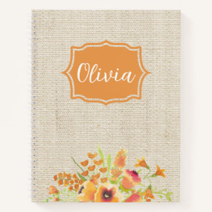 Carnet Fleurs d'orange aquarelle personnalisées sur toile