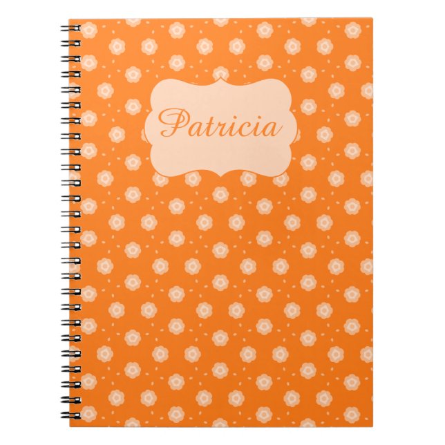 Carnet Fleurs douces pêche beige sur fond orange (Devant)