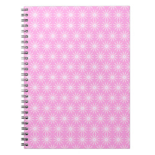 Carnet Fleurs en explosion blanches sur fond rose
